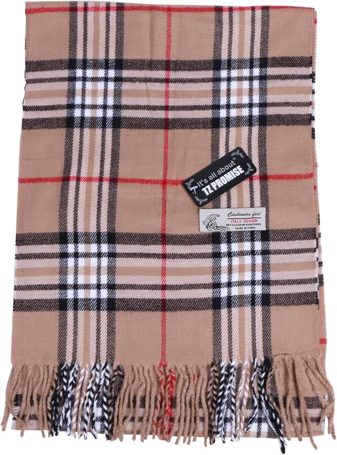 TZ Promise Tartan Plaid Cashmere Feel Classic Soft Luxurious Winter Scarf For Men Women