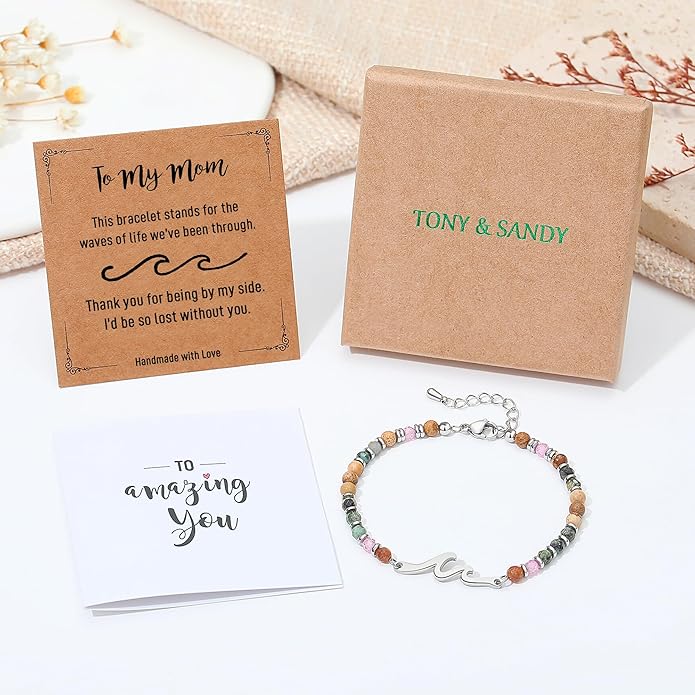 TONY & SANDY Friend Gifts for Women, Stocking Stuffers for Women, Sister Gifts from Sister, Wave Bracelet, Birthday Gifts for Woman, Bestie Friendship Bracelets, Unique Gifts for Her