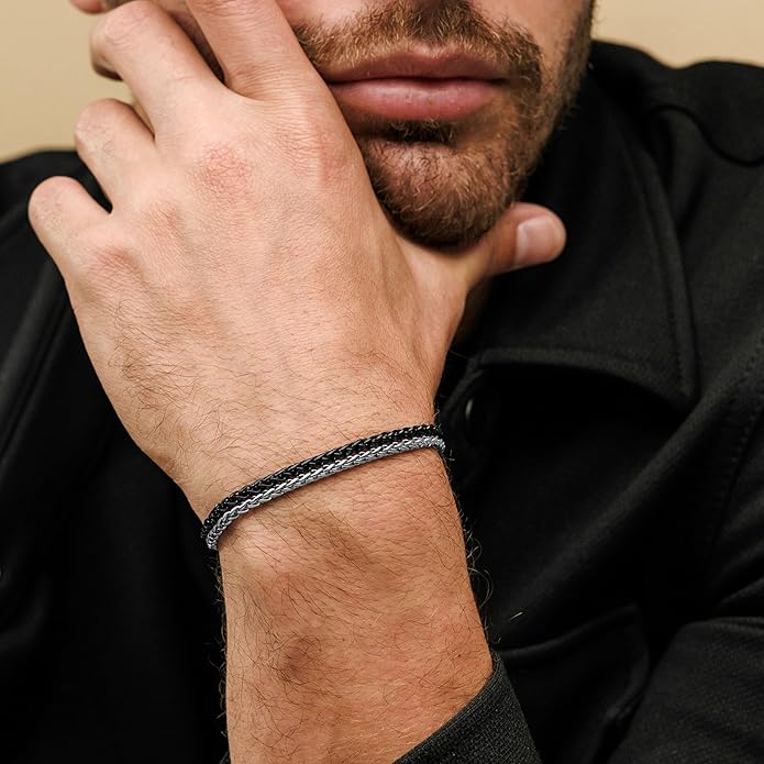Galis Mens Bracelet Dvir - Stainless Steel for Men, Non Tarnish Rope Chain Bracelets, Stylish Birthday, Gift for Men, Dad, Husband, Boyfriend