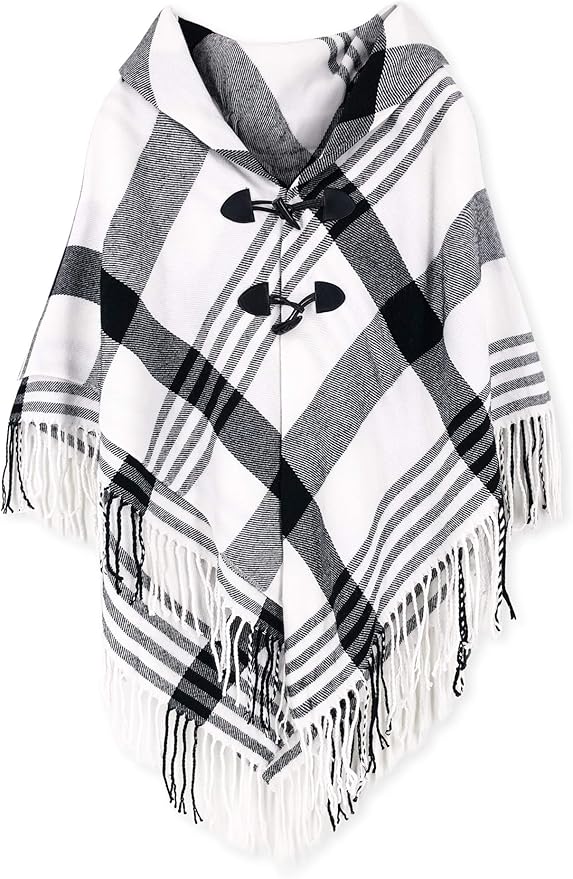 Moss Rose Women's Travel Plaid Shawl Wrap Open Front Poncho Cape for Fall Winter