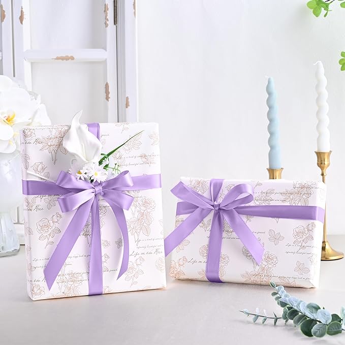 LEEQE Double Face Light Purple Satin Ribbon 7/8 inch X 50 Yards for Gift Wrapping Very Suitable for Weddings Party Hair Bow Invitation Decorations and More