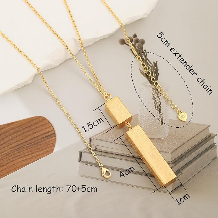 CANEVINKA 18K Gold Plated Pendant Long Chain Necklace Sweater Necklace Fashion Jewelry for Women