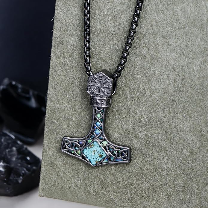 Suiknsn Arrowhead Necklace for Men Women 925 Sterling Silver Turquoise Malachite Celtic/Eye of Horus/Viking Arrow Pendant Amulet Jewelry Gifts Native American Necklace