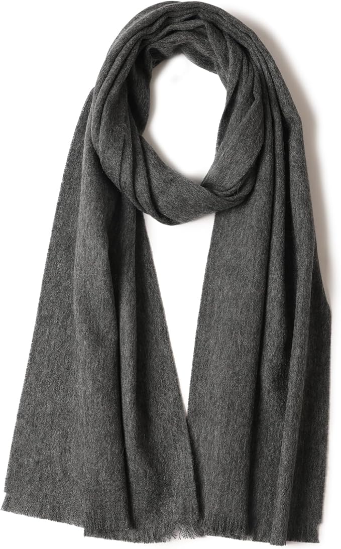 WASALUYA Wool Scarf for Women & Men, 100% Wool Scarves Wrap Shawl with Tassels, Elegant Soft Winter Scarf for Fall and Winter