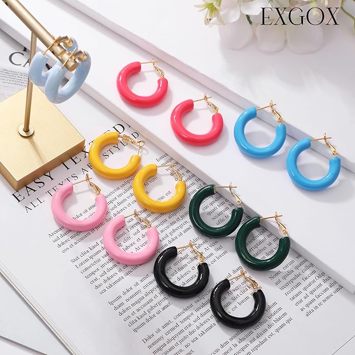 EXGOX 5mm Wide Gold Hoop Earrings for Women,Sterling Silver Hoop Earrings Large Silver Hoop Earrings Hypoallergenic Lightweight 14K Real Gold Plated Big Hoop Earrings for Women 30/40/50/60/70mm