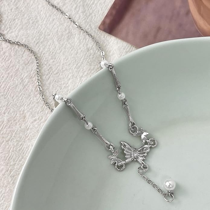 Irregular Y2k Long Y-shaped Necklace with Zircon Inlaid Sparkling Brick Tassel Pendant Double-Layer Chain High-end Fashion Accessory Women's
