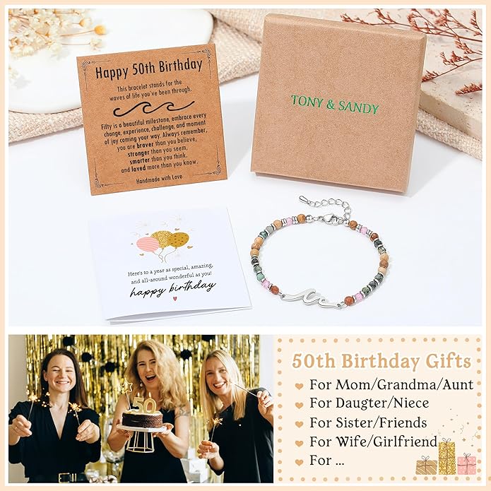 TONY & SANDY Friend Gifts for Women, Stocking Stuffers for Women, Sister Gifts from Sister, Wave Bracelet, Birthday Gifts for Woman, Bestie Friendship Bracelets, Unique Gifts for Her