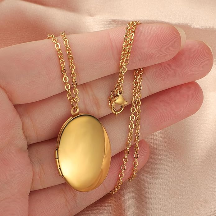 PHOCKSIN Personalized Locket Necklace for Women Photo Necklace with Customized Picture Birth Flower Birthstone New Years Gifts for Women