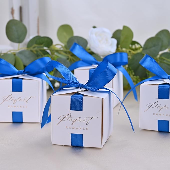 LEEQE Double Face Royal Blue Satin Ribbon 1/2 inch X 50 Yards Polyester Royal Blue Ribbon for Gift Wrapping Very Suitable for Weddings Party Invitation Decorations and More