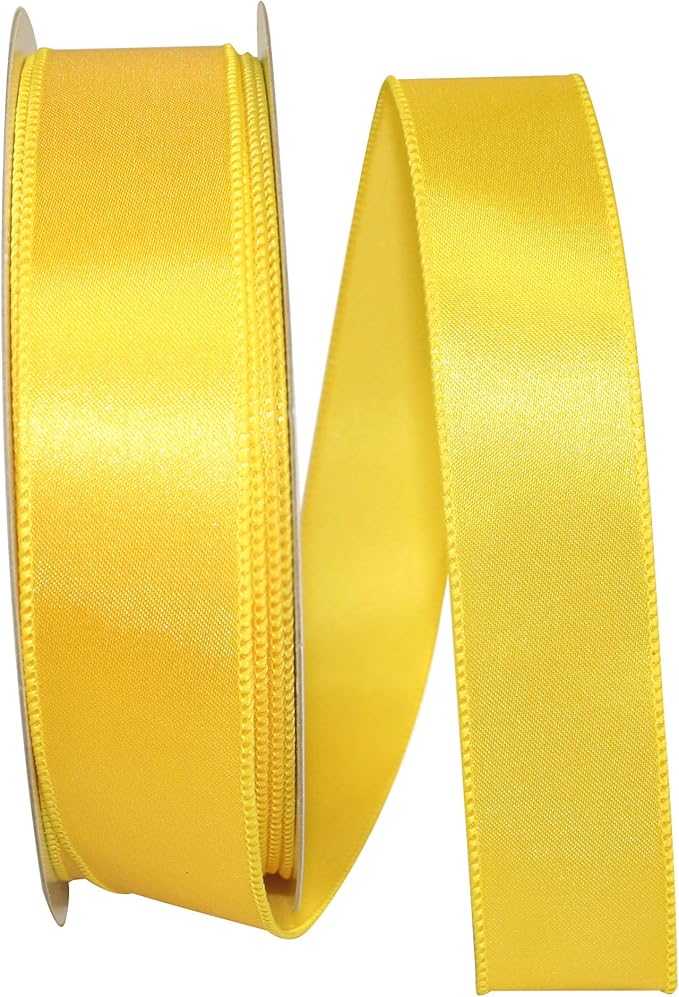 Reliant Ribbon 92575W-079-09K Satin Value Wired Edge Ribbon, 1-1/2 Inch X 50 Yards, Yellow