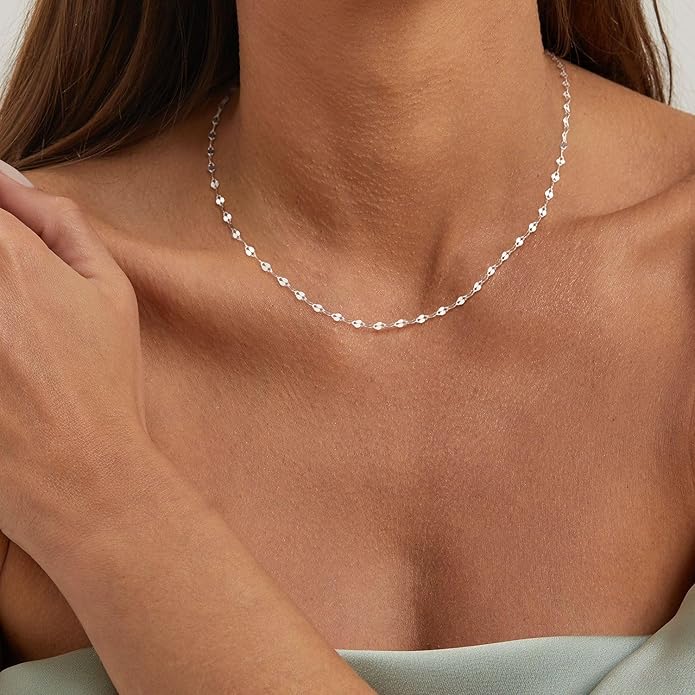 Freekiss Herringbone Necklace for Women,Dainty Gold Necklace,14k Gold Plated Snake,Gold Chain Choker Necklaces,Simple Gold Layered Necklaces,Gold Jewelry Gift for Women