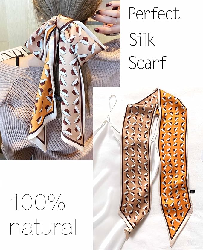 kcctoo 59" Mulberry Silk Like Head Scarf Women's Fashion Square Neck Satin Scarfs for Bag Hair Scarves Gift 59 * 5.9”