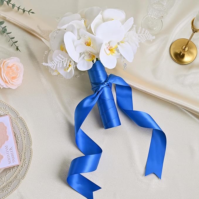 LEEQE Double Face Satin Ribbon 1-1/2 inch X 50 Yards Polyester Royal Blue Ribbon for Gift Wrapping Very Suitable for Weddings Party Hair Bow Invitation Decorations