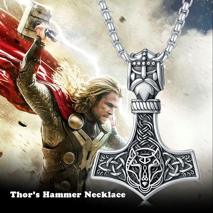 Taioiat viking Pendant Necklace for Men Nordic Celtic 925 Sterling Silver Vintage Mjolnir Jewelry Norse Vikings Gift for Women