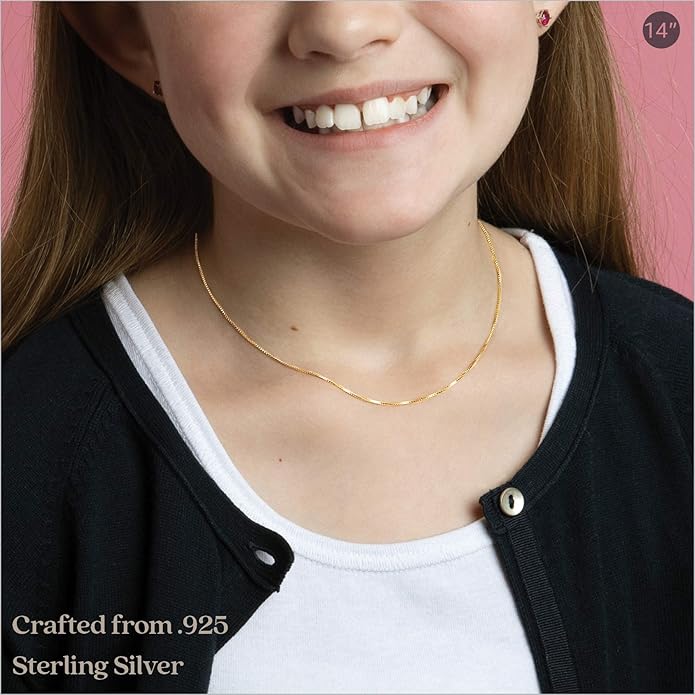 KEZEF 925 Sterling Silver Necklace for Women | Thin 0.7mm 18k Gold plated, Rose Gold chain for women, Silver chain necklace jewelry | cadena de plata 925 para hombre mujer