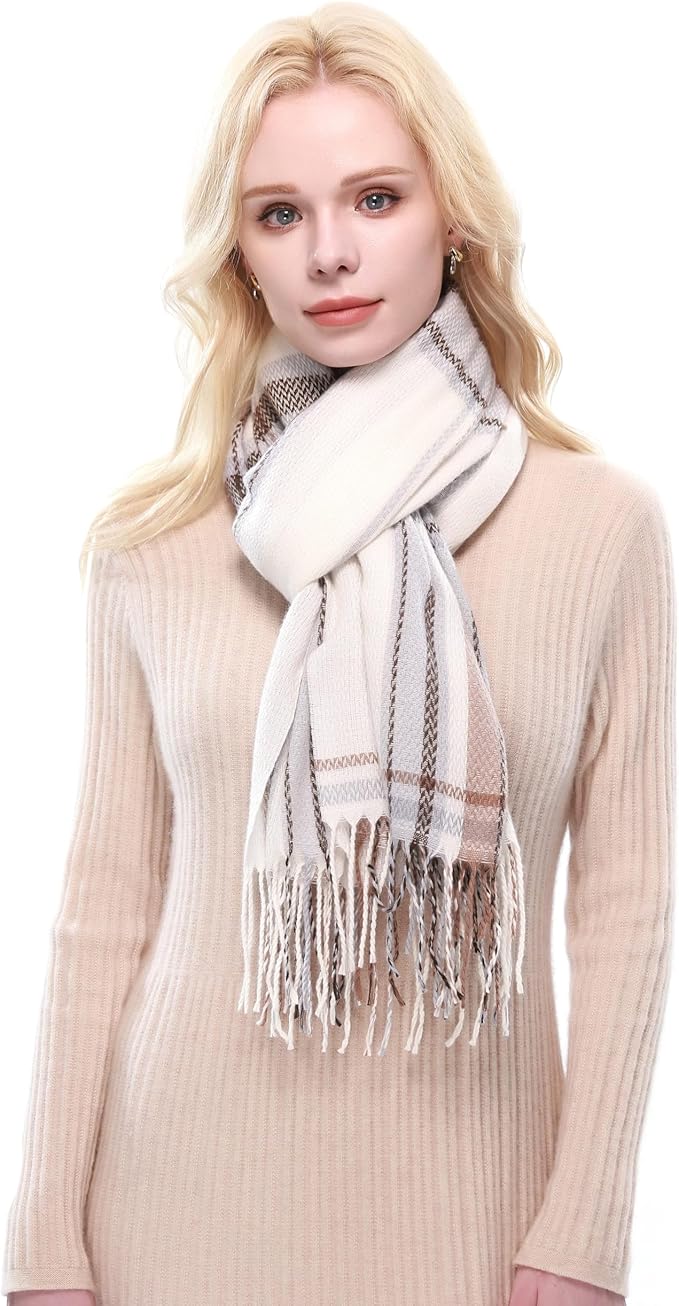 RIIQIICHY Plaid Scarf for Women Fall Winter Pashmina Scarves Wraps for Cold Weather Warm Large