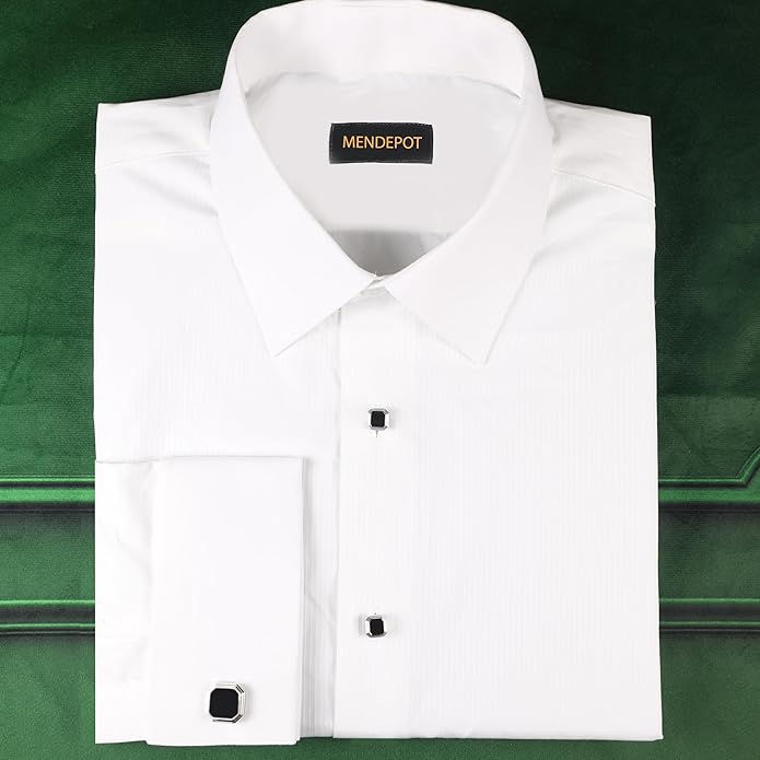 MENDEPOT Men Formal Wear Dress Shirt Cufflinks And Studs Set With Box Wedding Groom Groomsmen Gift