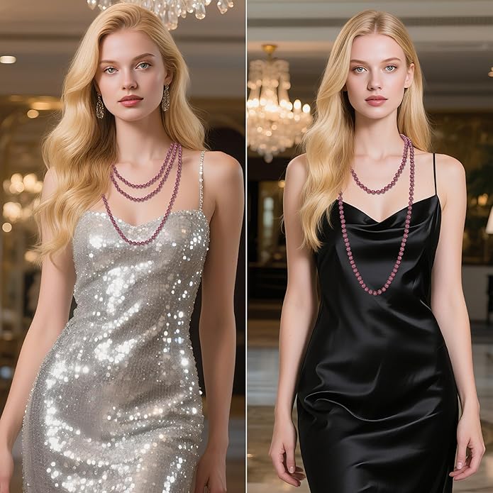 59" Long Pearl Necklaces for Women, Vintage Elegant Long Pearls Necklace for Wedding Party 1920s Gatsby Costume Jewelry