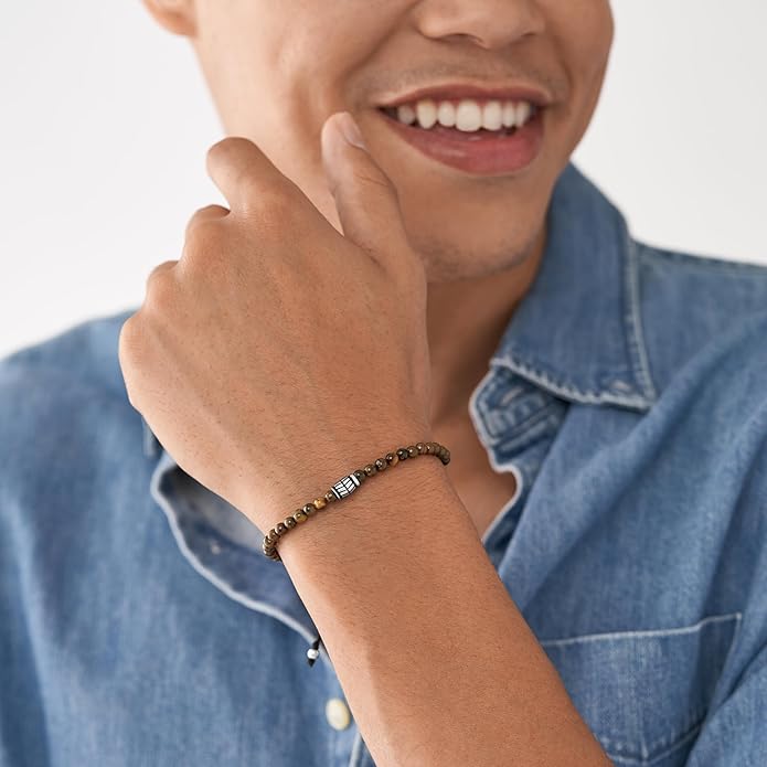 Fossil Men's Stainless Steel and Genuine Leather and/or Beaded Bracelet for Men