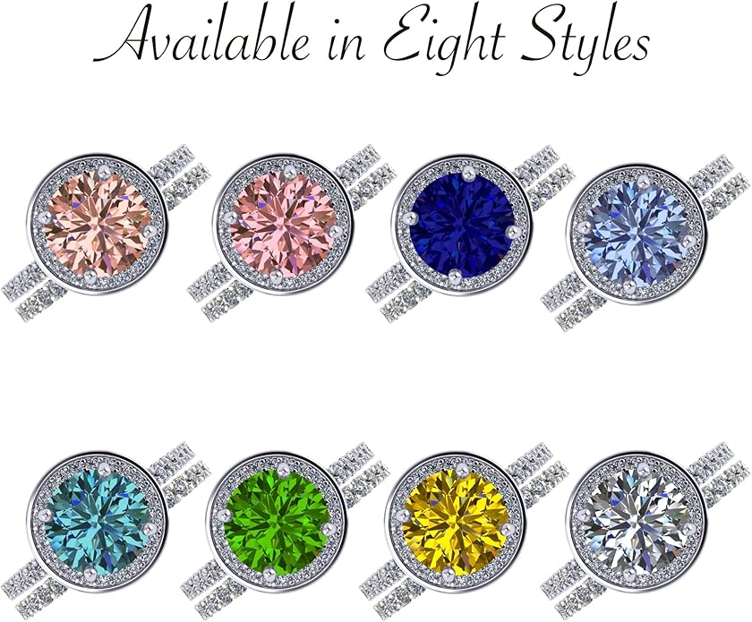 NANA Jewels Sterling Silver Engagement Rings for Women - Choose Simulated Morganite, Citrine, Aquamarine & More