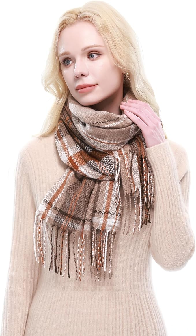 RIIQIICHY Plaid Scarf for Women Fall Winter Pashmina Scarves Wraps for Cold Weather Warm Large