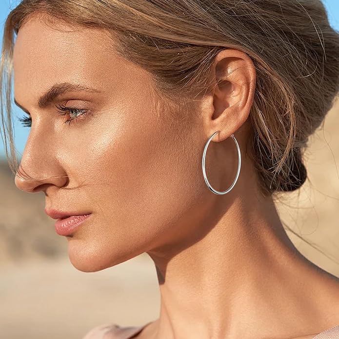 Gacimy Gold Hoop Earrings for Women 14K Gold Plated, 925 Sterling Silver Post Hypoallergenic Earrings Hoops for Women