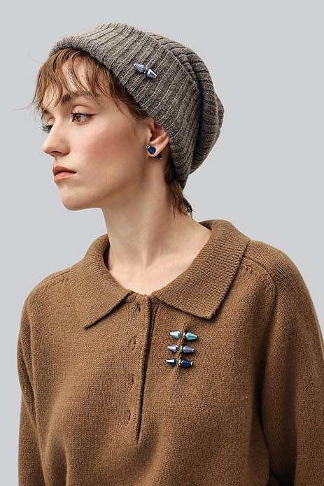Keermei 3 Pairs Trendy Colorful Jewelry Set for Women or Men, Versatile Wear As Stud Earrings or Brooch Pin, Lightweight Aluminum Alloy Inlay With Gemstones, Hypoallergenic Titanium Studs