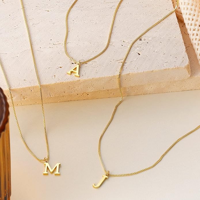 Foxgirl Gold Initial Necklaces for Women, Dainty Gold Letter Necklace Tiny A-Z Pendant Choker Necklace Trendy Cute Personalized Monogram Name Necklace Gold Jewelry Necklace for Women Gift