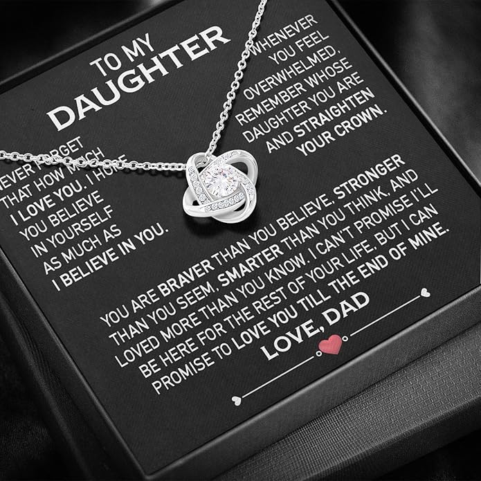 Larvincy To My Daughter Necklace From Dad With Heartfelt Message & Elegant Box, Gifts For Daughter From Father, Beautiful Jewelry Gift From Love Daddy On Graduation, Birthday, Wedding, Christmas