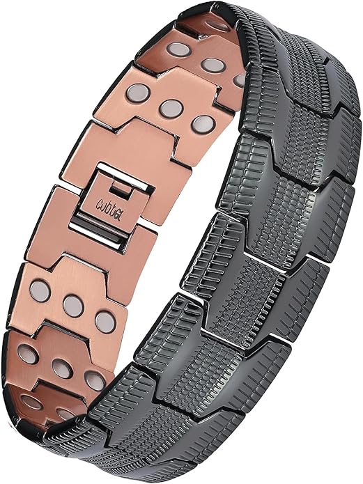 Feraco Copper Bracelet for Men 3X Strength,Magnetic Therapy Bracelet Copper Jewelry with Powerful 3800 Gauss Magnets,Premium Fold-Over Clasp
