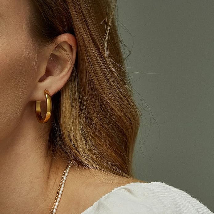 EXGOX Silver Hoop Earrings for Women - Sterling Silver & 14K Gold Plated - Hypoallergenic 925 Silver - Big Hoop Earrings (30/40/50/60/70mm)