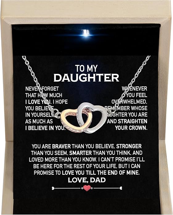 Larvincy To My Daughter Necklace From Dad With Heartfelt Message & Elegant Box, Gifts For Daughter From Father, Beautiful Jewelry Gift From Love Daddy On Graduation, Birthday, Wedding, Christmas