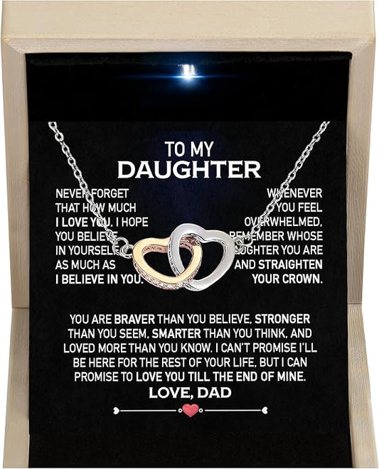 Larvincy To My Daughter Necklace From Dad With Heartfelt Message & Elegant Box, Gifts For Daughter From Father, Beautiful Jewelry Gift From Love Daddy On Graduation, Birthday, Wedding, Christmas