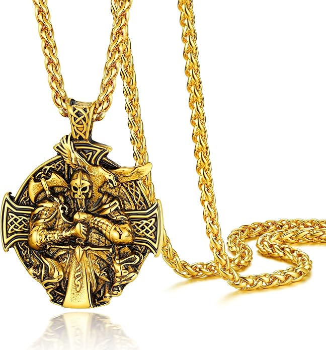PROSTEEL Norse Viking Jewelry for Men Women, Vintage Thor Hammer/Thor Axe/Raven/Odin Necklace, 316L Stainless Steel Pendant Chain, Come with Box