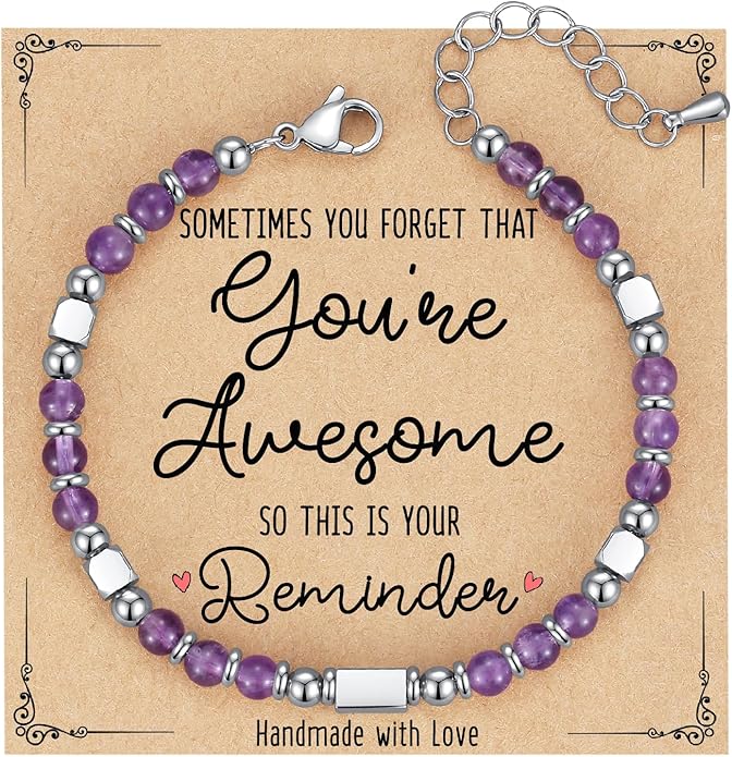 Tiny Gemstone Beaded Bracelets for Women Teen Girls, You are Awesome Jewelry Gifts for Women, Friends, Sister, Mom, Daughter...