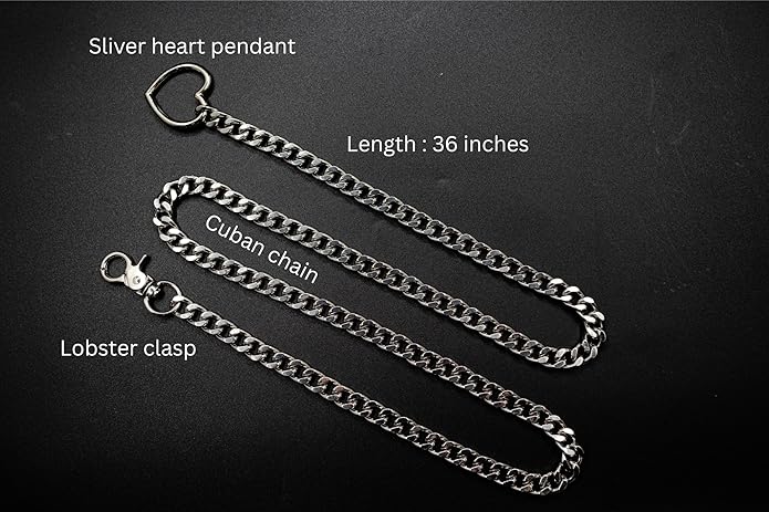 Chunky Gold Choker Necklaces for Women, Long Gold Chain Heart Necklace, 36 Inches Slip Chain Adjustable Lariat Heart Y Necklace for Women and Men, Goth Chunky Heart Necklace Jewlery Gifts