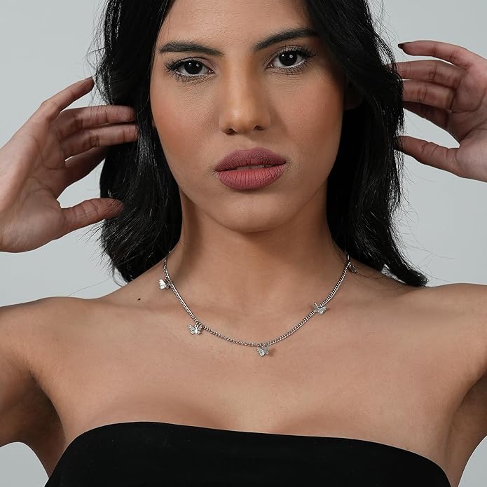 Dainty Gold Butterfly Bow Necklace for Women,18k Gold Plated Choker Necklaces for Women Waterproof & Daily & Simple, Gold Jewelry for Women