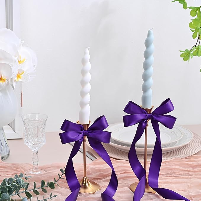 LEEQE Purple Double Face Satin Ribbon 1 inch X 50 Yards Spool Bright Colors Very Suitable for Weddings Gift Package Wrapping Dancer Wand Sewing Party Hair Bow Invitation Decorations and More