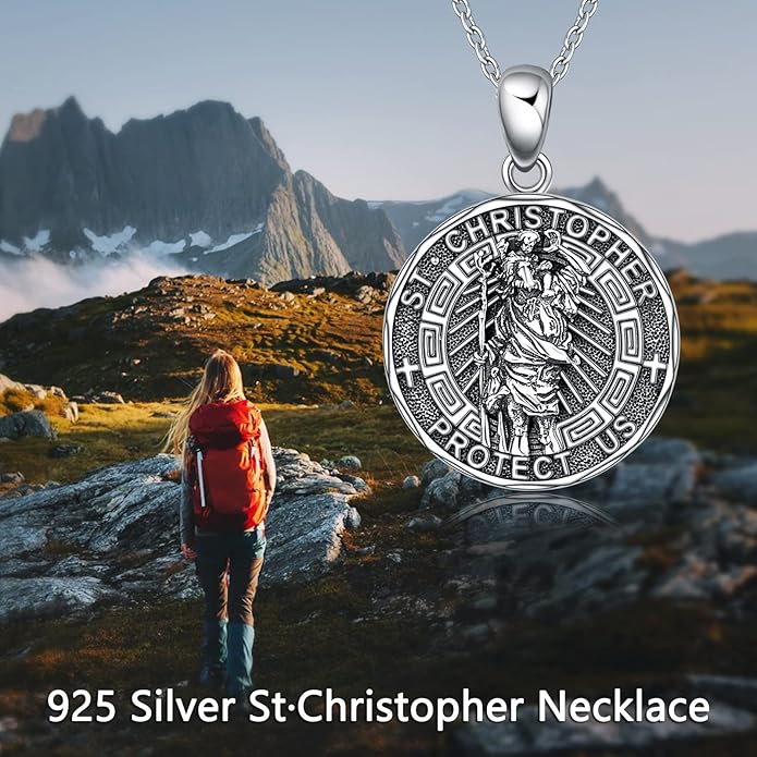 YFN Patron Saint Necklace Sterling Silver Amulet Medal Pendant Religious Protector Jewelry Gifts for Women Men