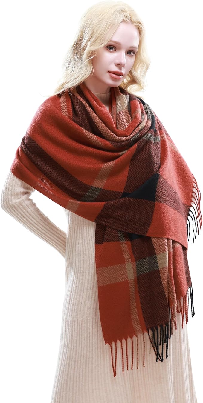 RIIQIICHY Plaid Scarf for Women Fall Winter Pashmina Scarves Wraps for Cold Weather Warm Large