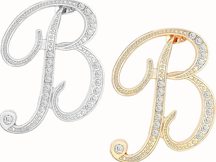 HAFILO 2 pieces initial letter brooch pin for women 26 letters fashion brooches collar pins for clothes Dress hat bulk