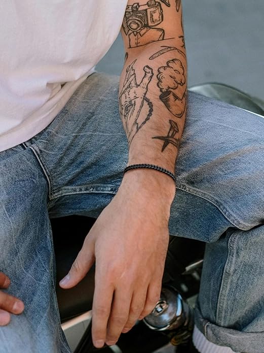 FaithHeart Mens Stainless Steel Cuban Link Bracelet - 5/7/9/12mm Width 7.5"/8.3"/9" Black/Silver/Gold Plated Heavy Duty Wrist Chain Bracelet Hip Hop Jewelry Birthday Gifts for Him