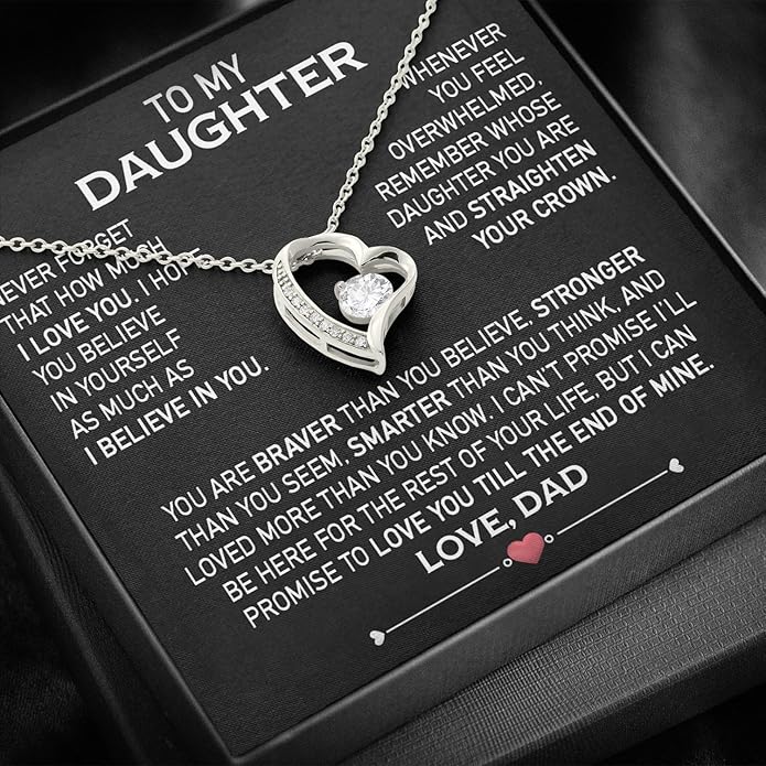 Larvincy To My Daughter Necklace From Dad With Heartfelt Message & Elegant Box, Gifts For Daughter From Father, Beautiful Jewelry Gift From Love Daddy On Graduation, Birthday, Wedding, Christmas