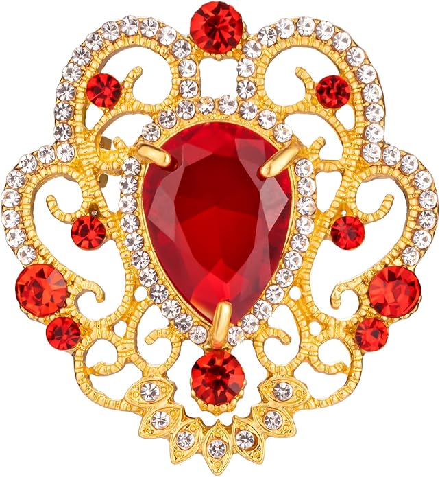 SELOVO Vintage Style Elegant Crown Rhinestone Teardrop Pin Brooch for Women