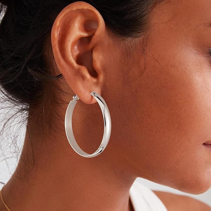 Gacimy 14K Gold Plated Hoop Earrings for Women, 14k Real Gold Plated with 925 Sterling Silver Post, Hypoallergenic Lightweight Thick Hoops Earrings for Women Trendy