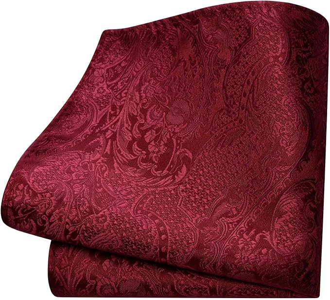 GUSLESON 8cm Paisley Tie Set for Men Necktie Lapel Pin Pocket Square Cufflinks Set for Men