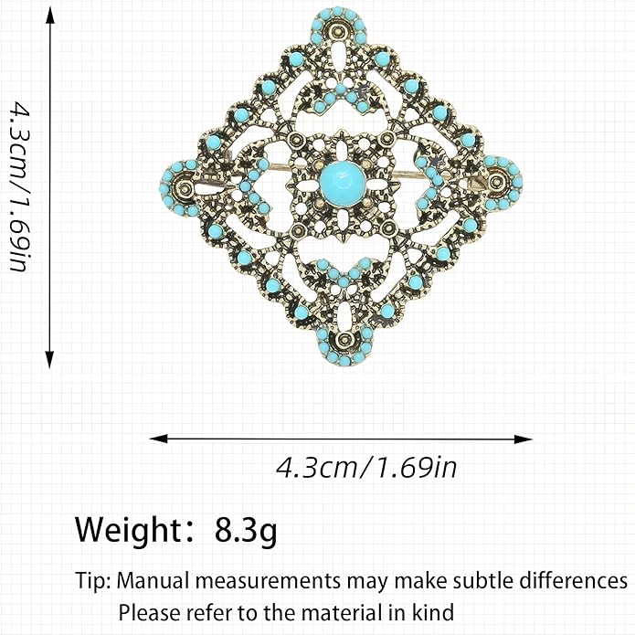 Turquoise West Cowboy Oval Tear Drop Brooch Pin for Women Retro Brooches Pins Classic Fashion Jewelry Accessories Gift