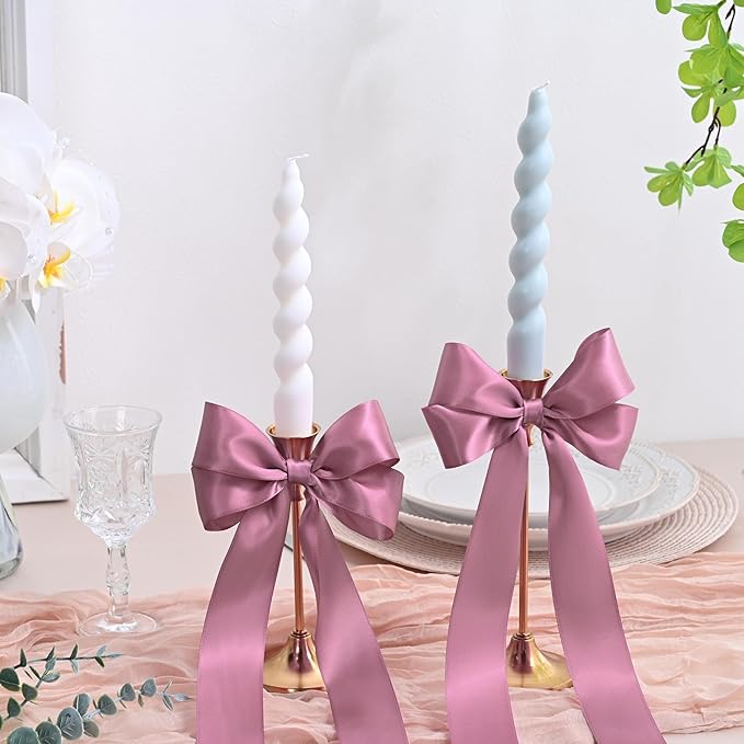 LEEQE Double Face Rose Mauve Satin Ribbon 1-1/2 inch X 50 Yards Polyester Rose Mauve Ribbon for Gift Wrapping Very Suitable for Weddings Party Hair Bow Invitation Decorations and More