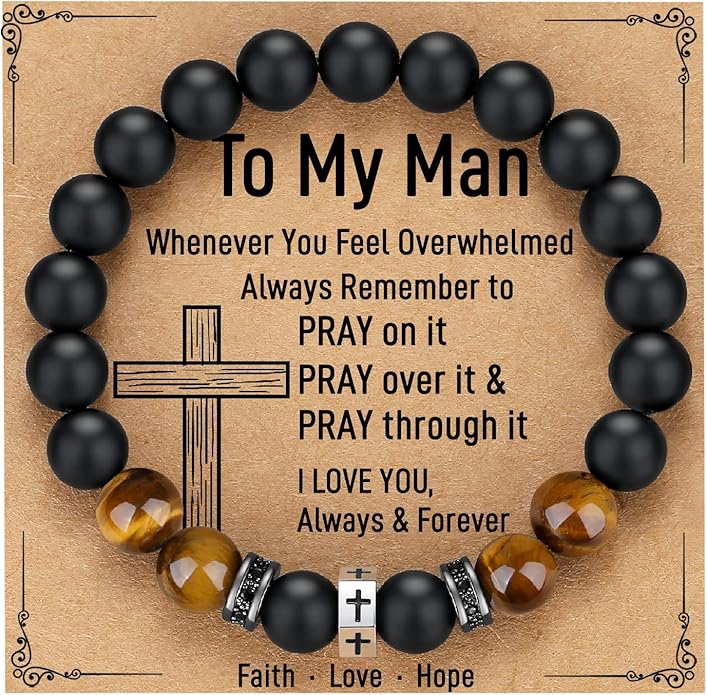 TONY & SANDY Cross Bracelet Men Cool Valentines Day Gifts for Him Teen Boys Son Grandson Nephew, Birthday Easter Christmas Gifts for Teen Boys Adults Men