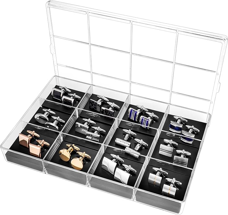 HAWSON 12 Pairs Cufflinks Set for Men, Classic Silver Gold Tone Cuff Links for Mens Suits Tuxedo Shirts - Elegant Box Included